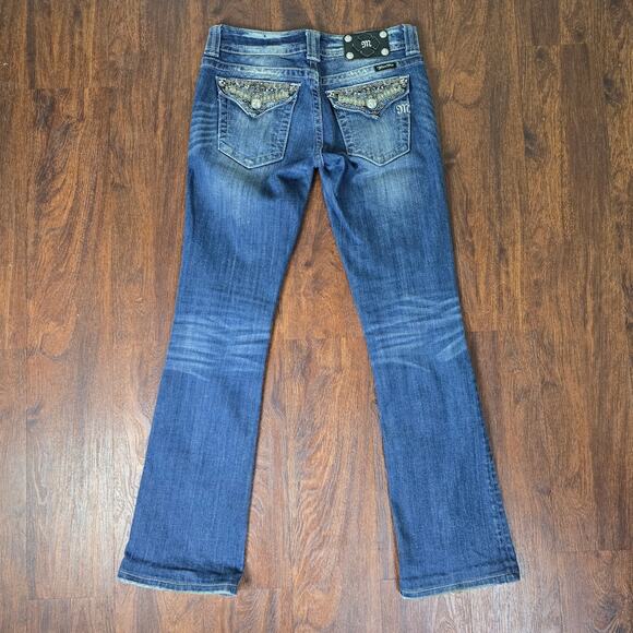 Miss Me Embellished Button Flap Bling Bootcut Jeans - Size 27 - JP4656B9 - Picture 5 of 9
